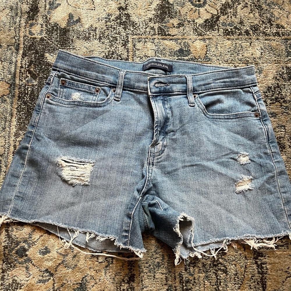 Calvin Klein Distressed Denim Blue Shorts Size 29